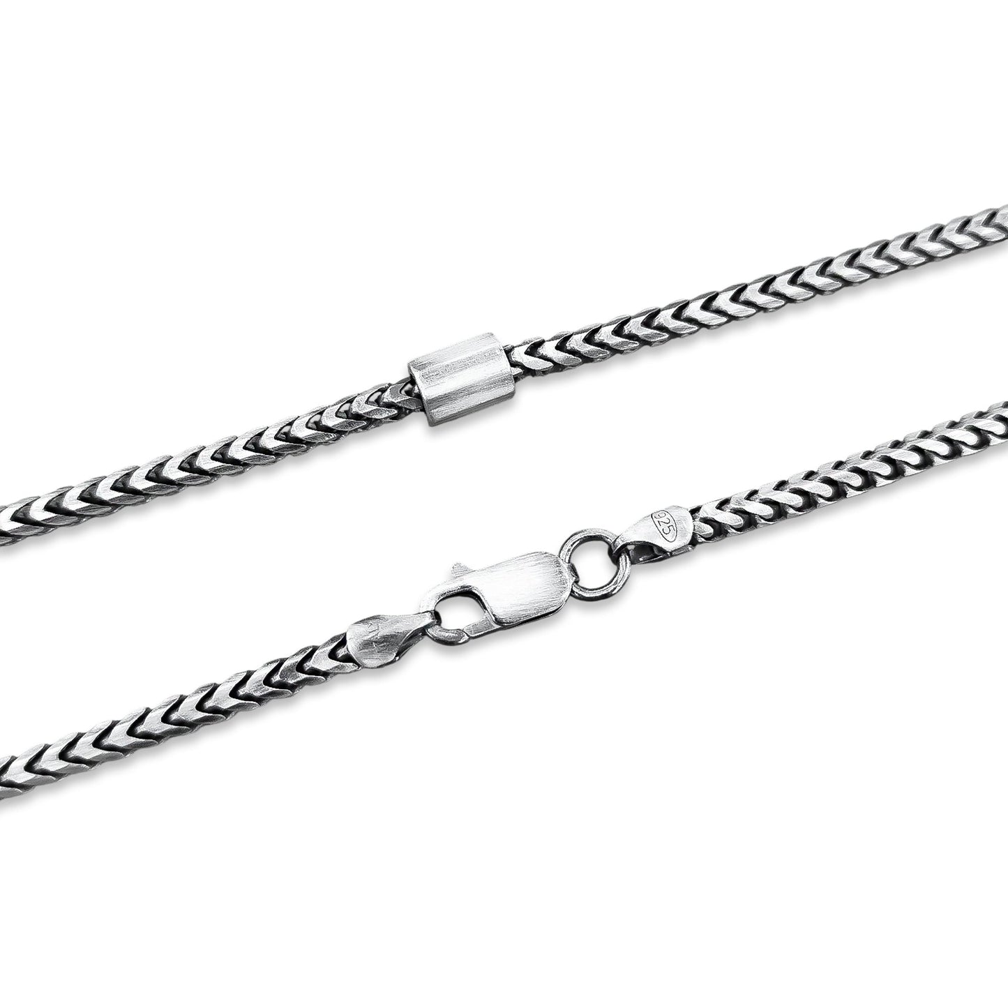 TMPCU011 Cadena Cubana 3D con Cilindro 3.2 mm x 60 cm en Plata Fina .925