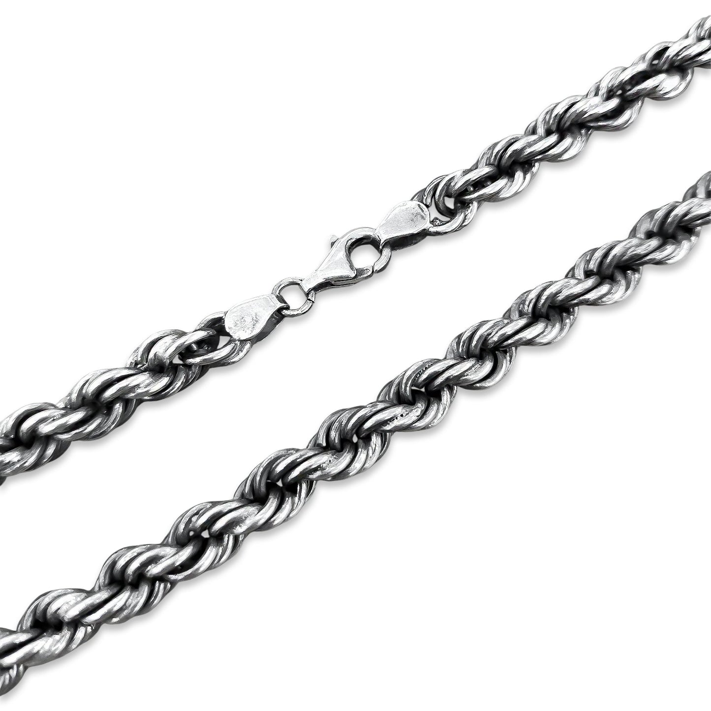 TMPCU002 Cadena Torsal Pavonada 7.5 mm x 55 cm en Plata Fina .925