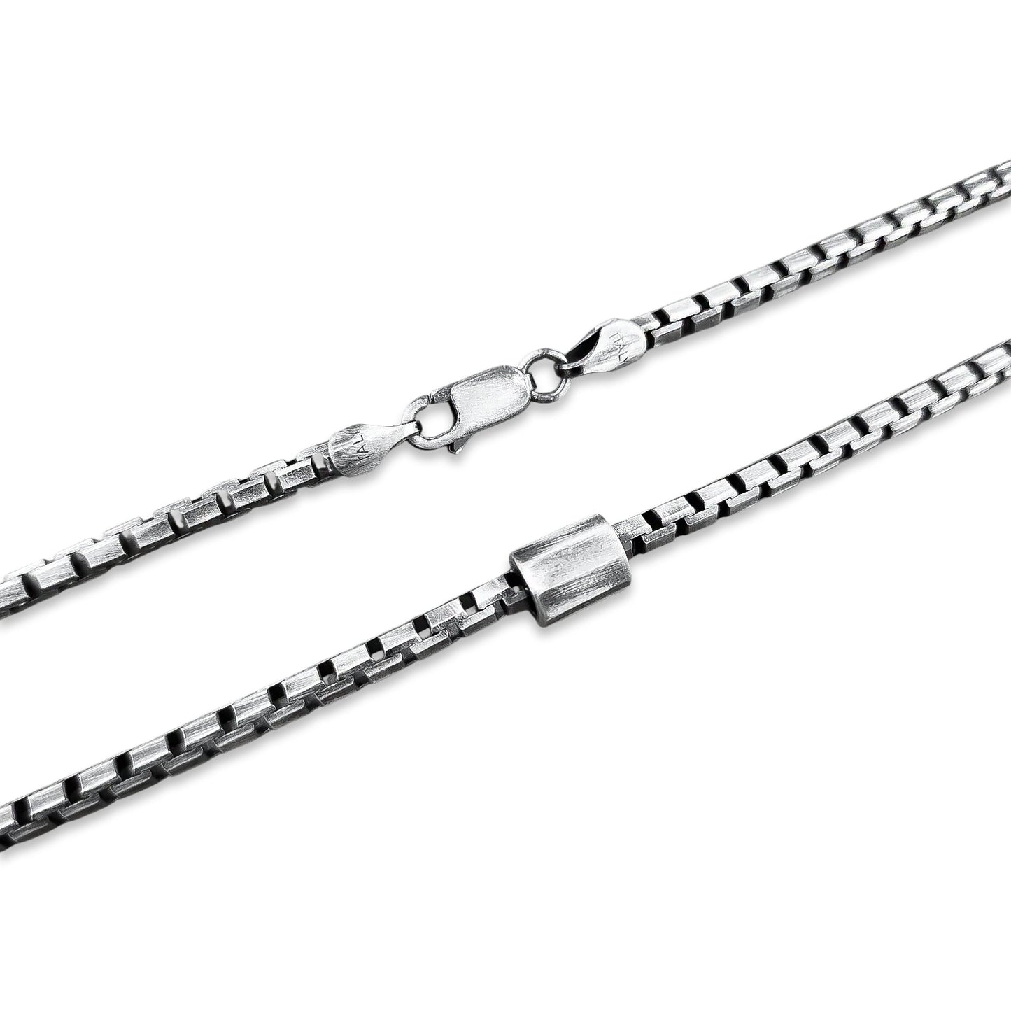 TMPCU007 Cadena Veneciana Pavonada con Cilindro 3 mm x 55 cm en Plata Fina .925
