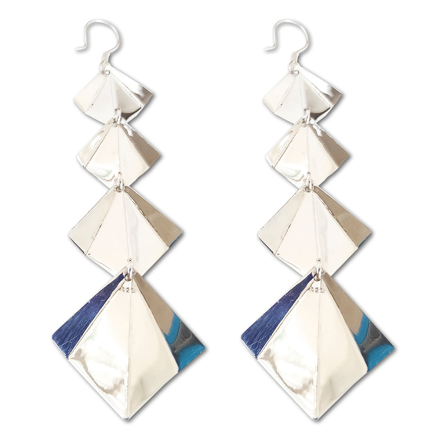 LPAA008 Aretes De Arillo Plata .925 Mod 4 Rombos Lisos Taxco MLM914723371
