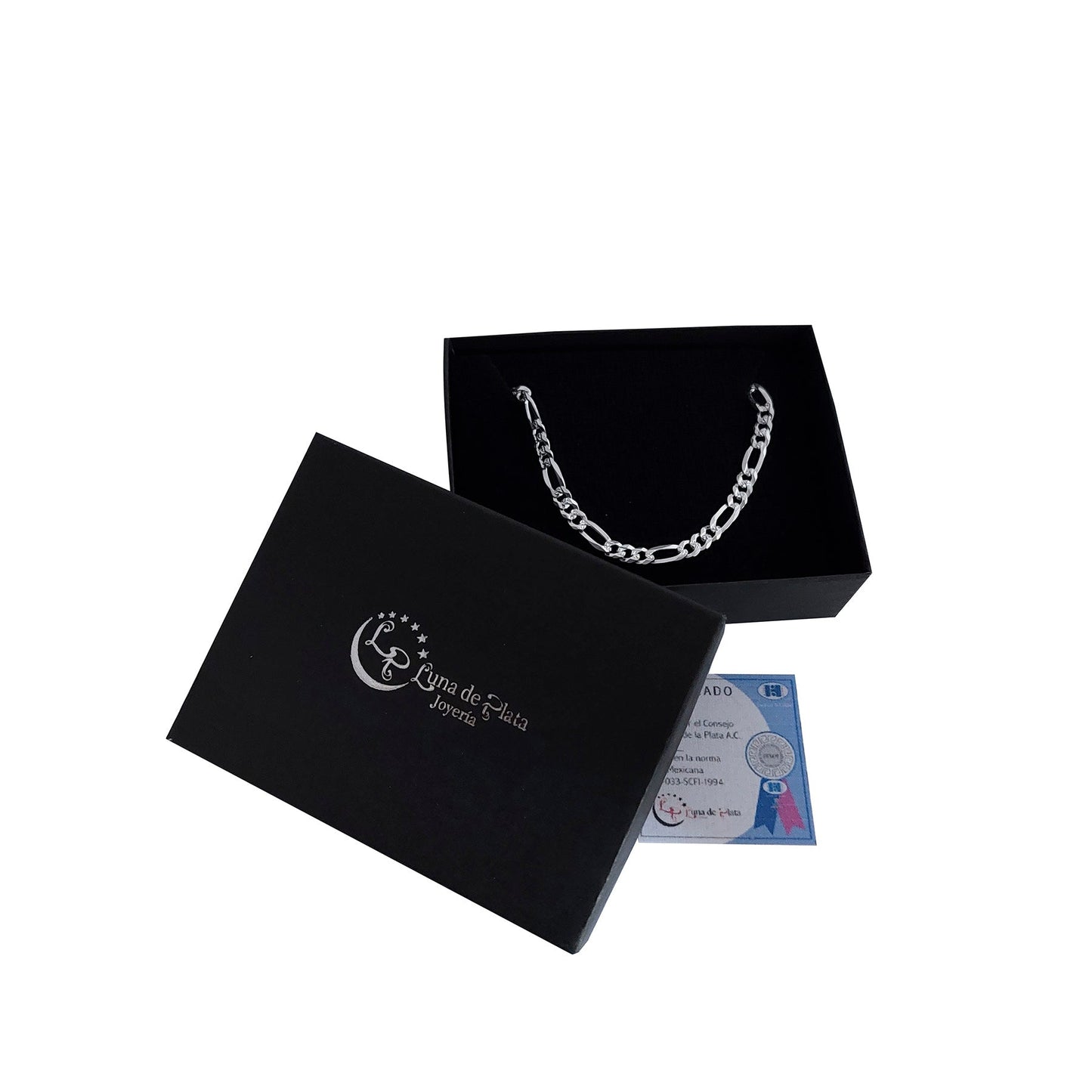 LPPC063 Pulsera Figaro 3x1 de 4 mm x 19 cm en Plata Ley .925 1509438951