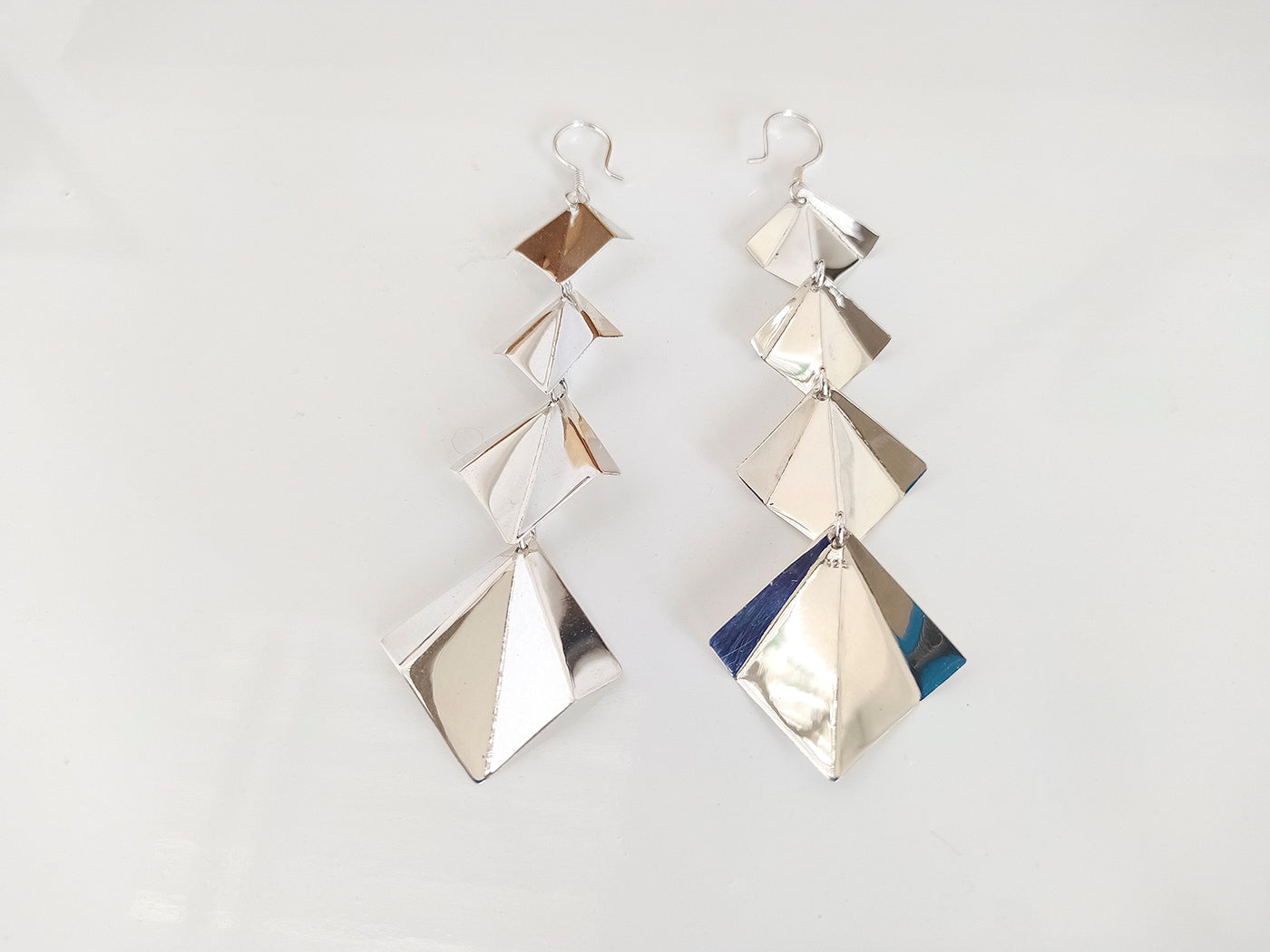 LPAA008 Aretes De Arillo Plata .925 Mod 4 Rombos Lisos Taxco MLM914723371