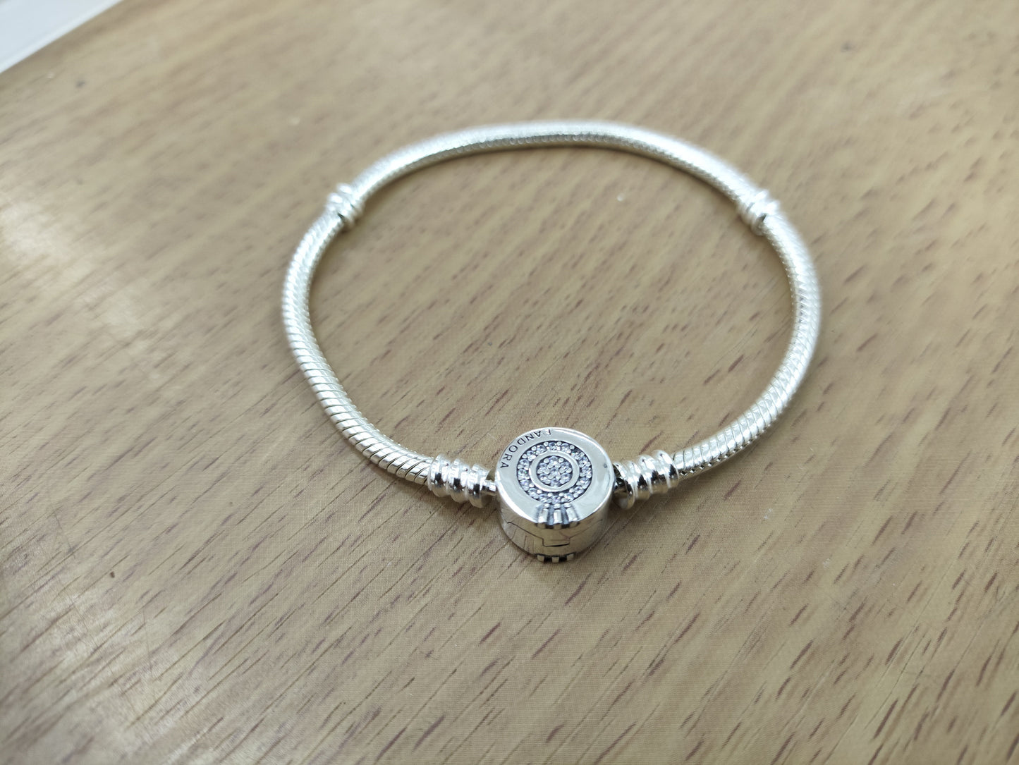 TMPPD001-19 Pulsera Dama Pand Círculo 3 Líneas 19 cm en Plata Fina .925