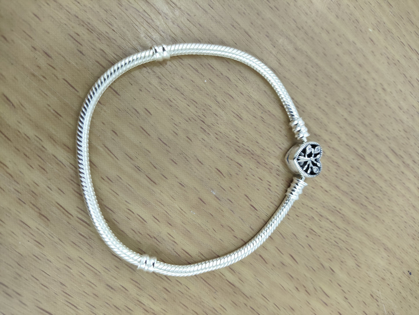 TMPPD005-17 Pulsera Dama Pand Corazón Floral 17 cm en Plata Fina .925