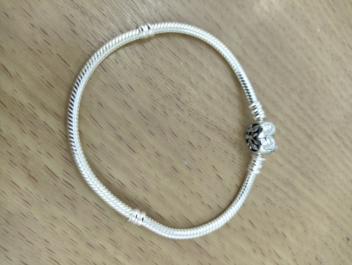 TMPPD005-18 Pulsera Dama Pand Corazón Floral 18 cm en Plata Fina .925