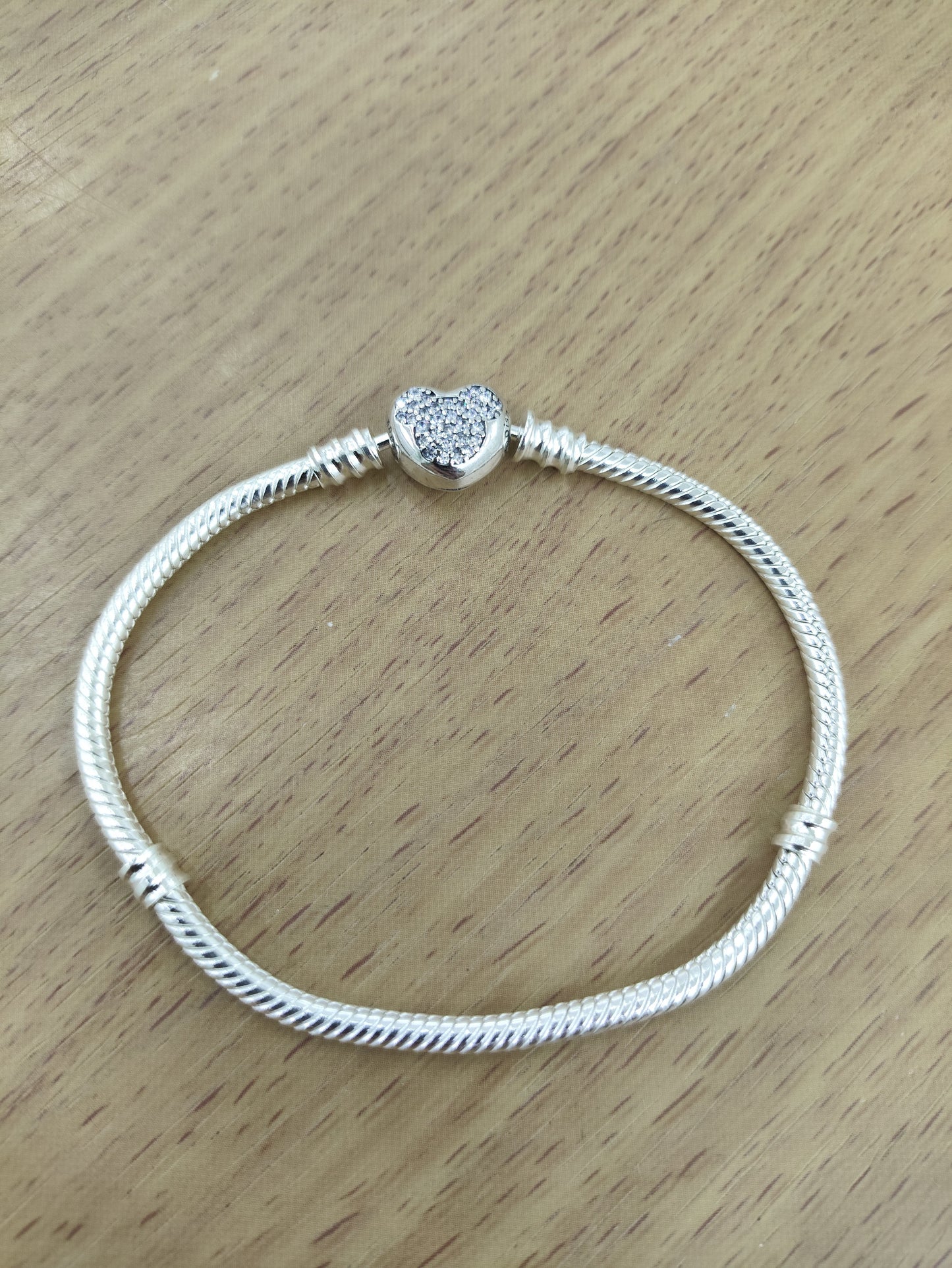 TMPPD006-18 Pulsera Dama Pand Corazón Mickey con Zirconias 18 cm en Plata Fina .925