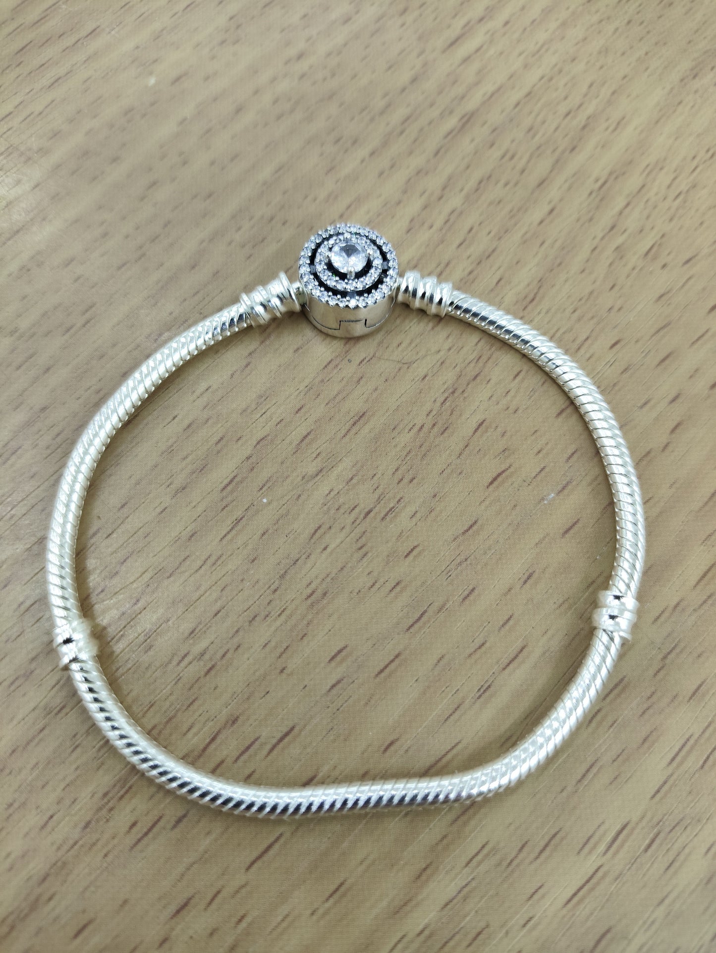 TMPPD008-19 Pulsera Dama Pand 3 Círculos con Zirconia 19 cm en Plata Fina .925