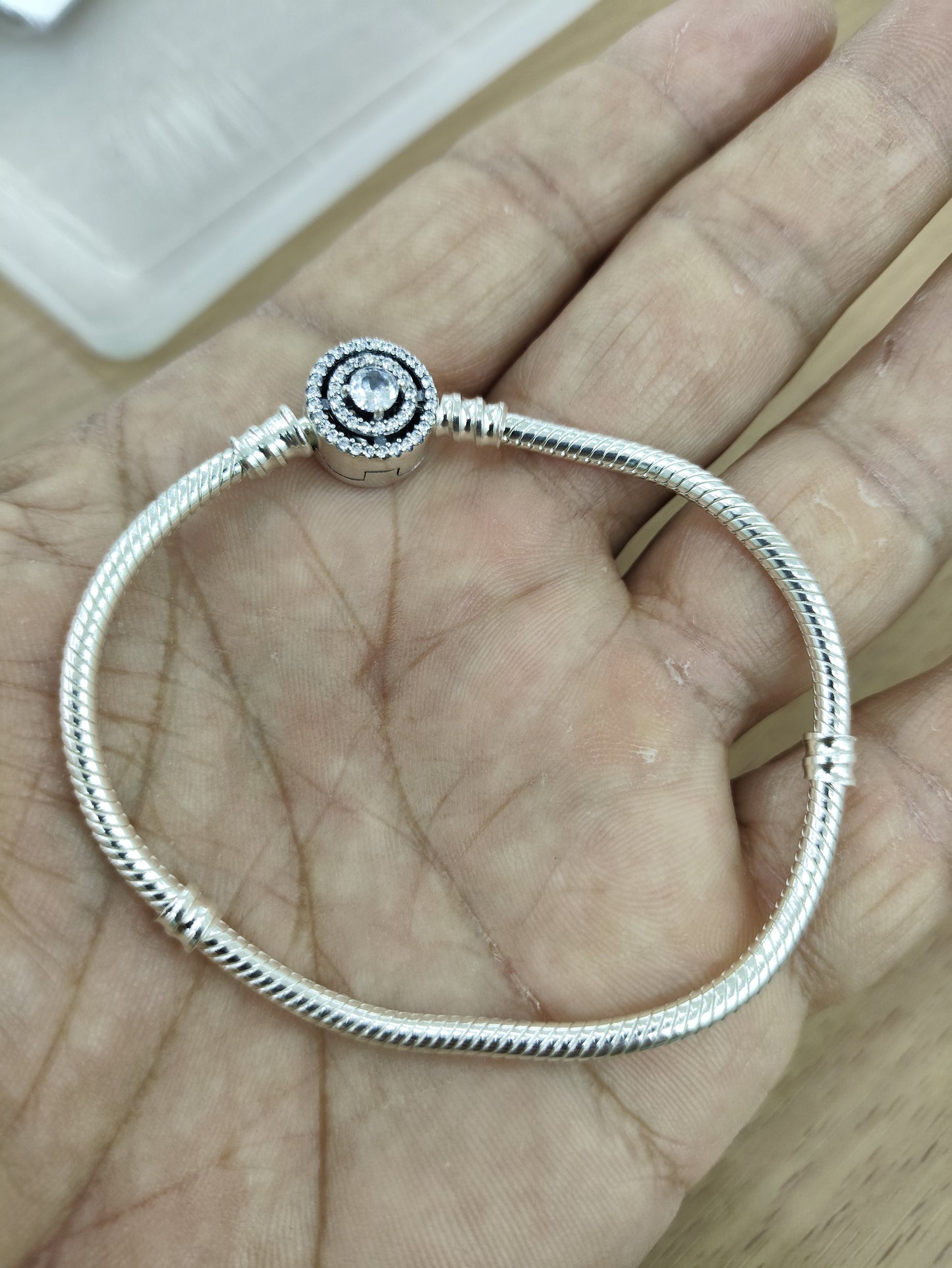 TMPPD008-18 Pulsera Dama Pand 3 Círculos con Zirconia 18 cm en Plata Fina .925
