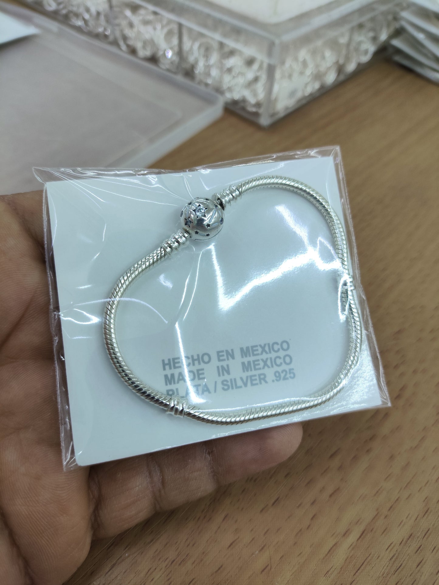 TMPPD010-17 Pulsera Dama Pand Bola Constelación 17 cm en Plata Fina .925