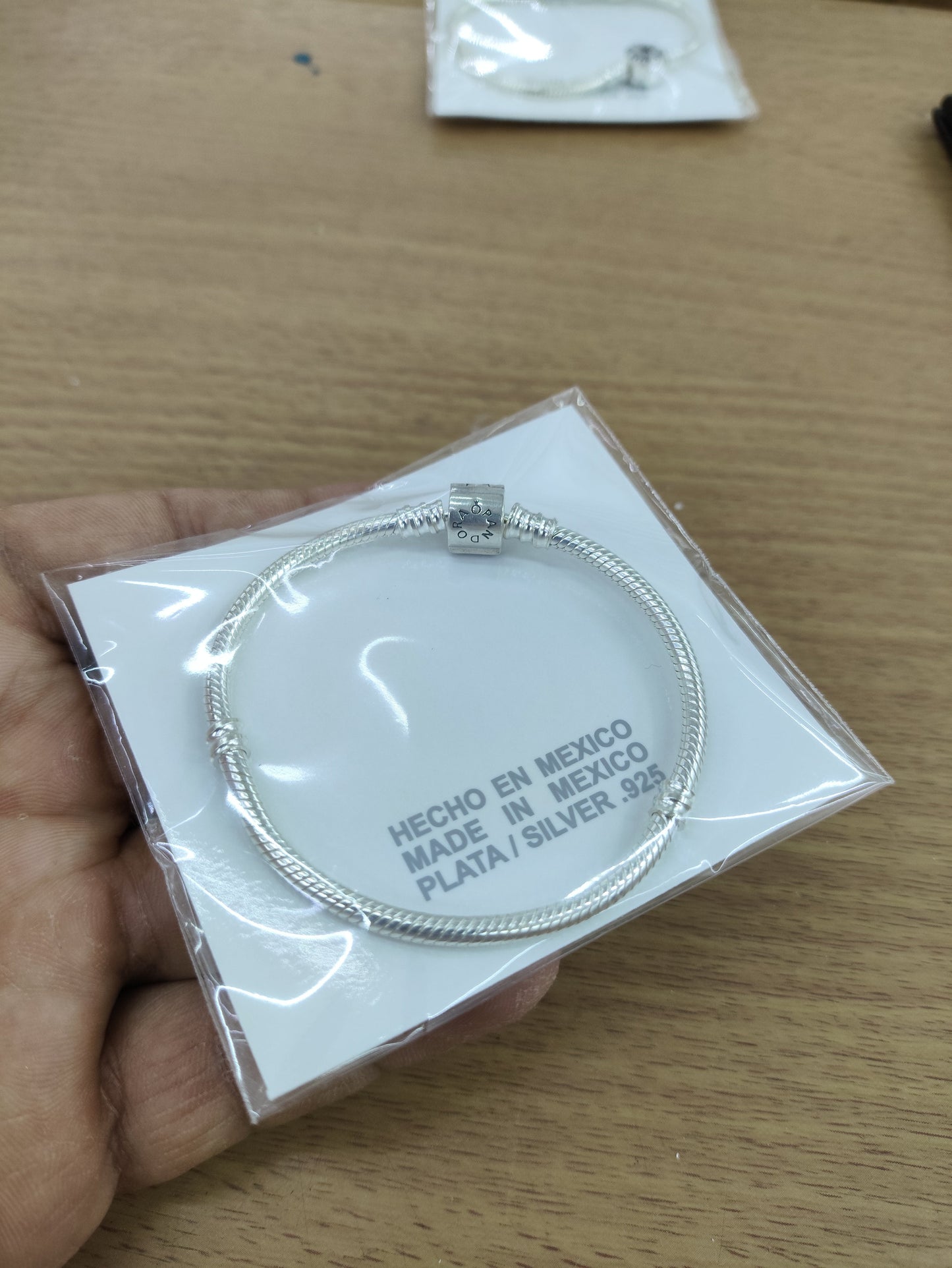 TMPPD019-18 Pulsera Dama Pand Cilindro Liso 18 cm en Plata Fina .925
