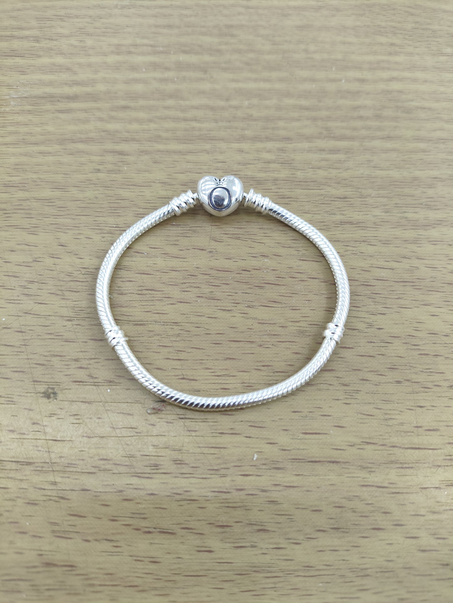 TMPPD021-19 Pulsera Dama Pand Corazón Liso 19 cm en Plata Fina .925