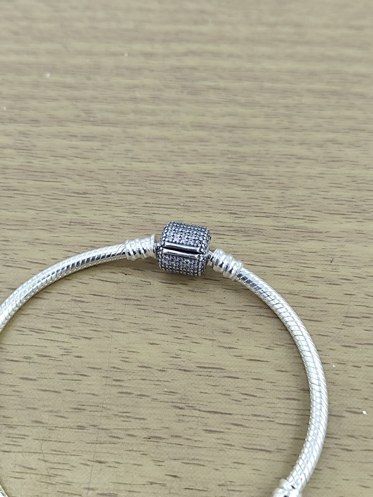 TMPPD026-18 Pulsera Dama Pand Cilindro Zirconias Pavé 18 cm en Plata Fina .925