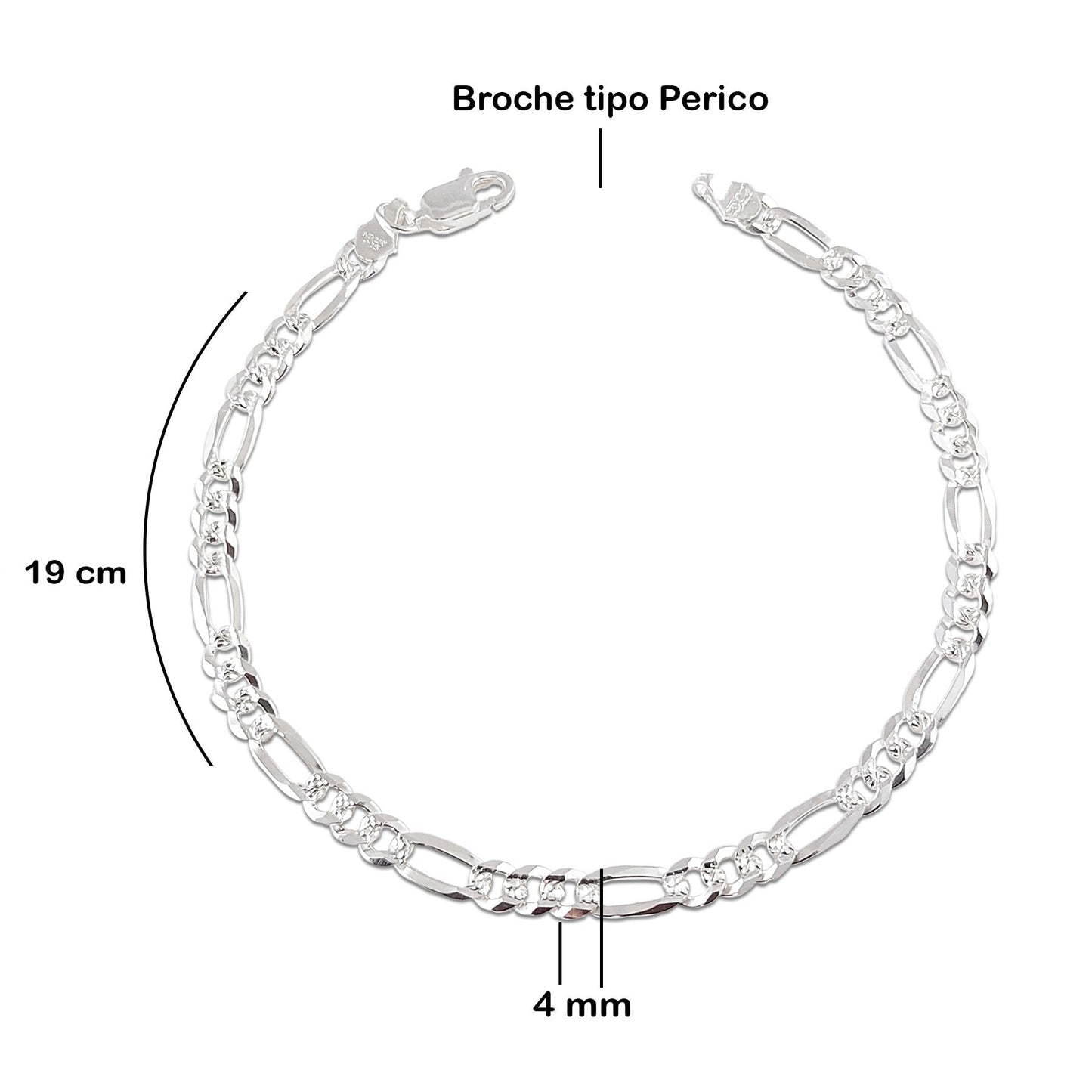 LPPC063 Pulsera Figaro 3x1 de 4 mm x 19 cm en Plata Ley .925 1509438951