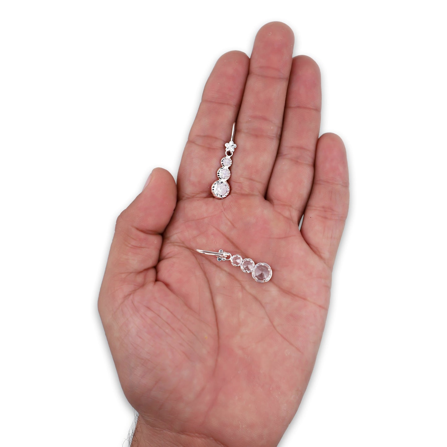 LPAA012 Aretes De Arillo Dama Eslabones Circular Ascendente Blanco en Plata .925 MLM5165619190