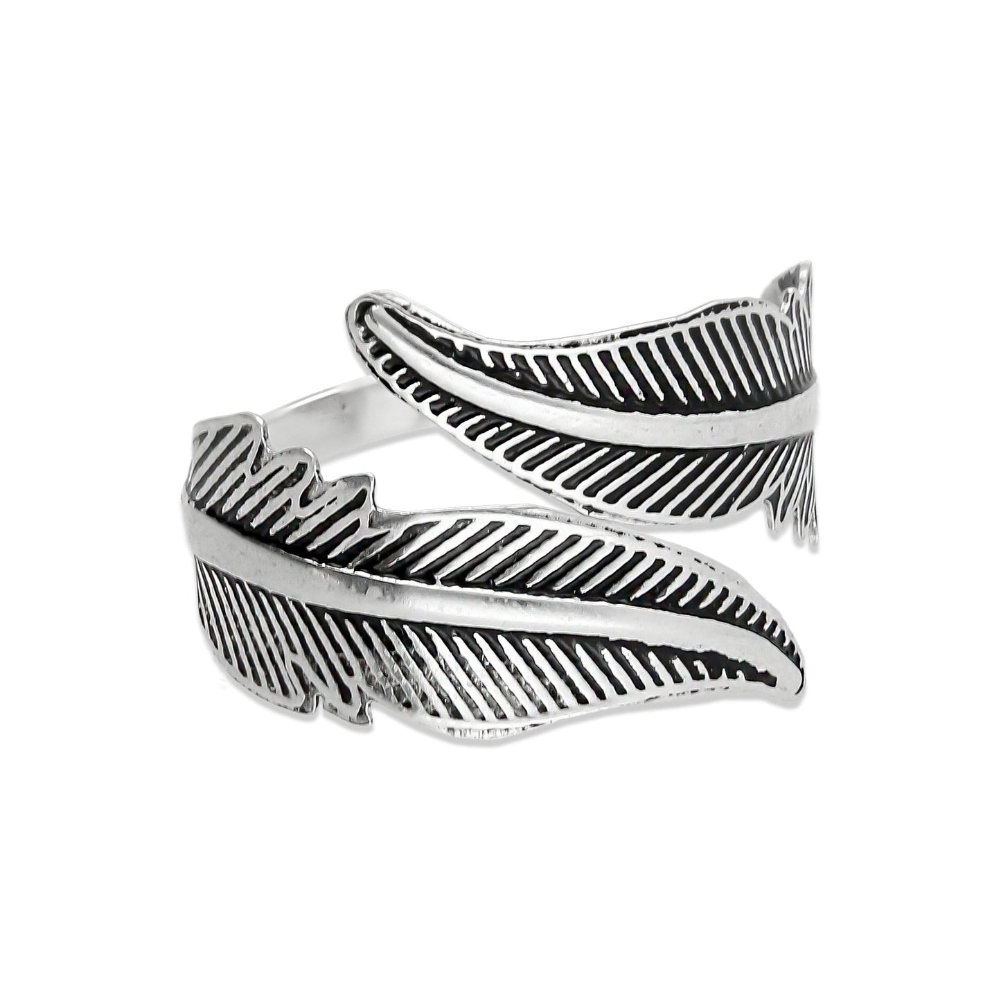 LPAD065 Anillo Ligero Ajustable Plumas Pavonado Plata .925 Taxco Gro 2888728030
