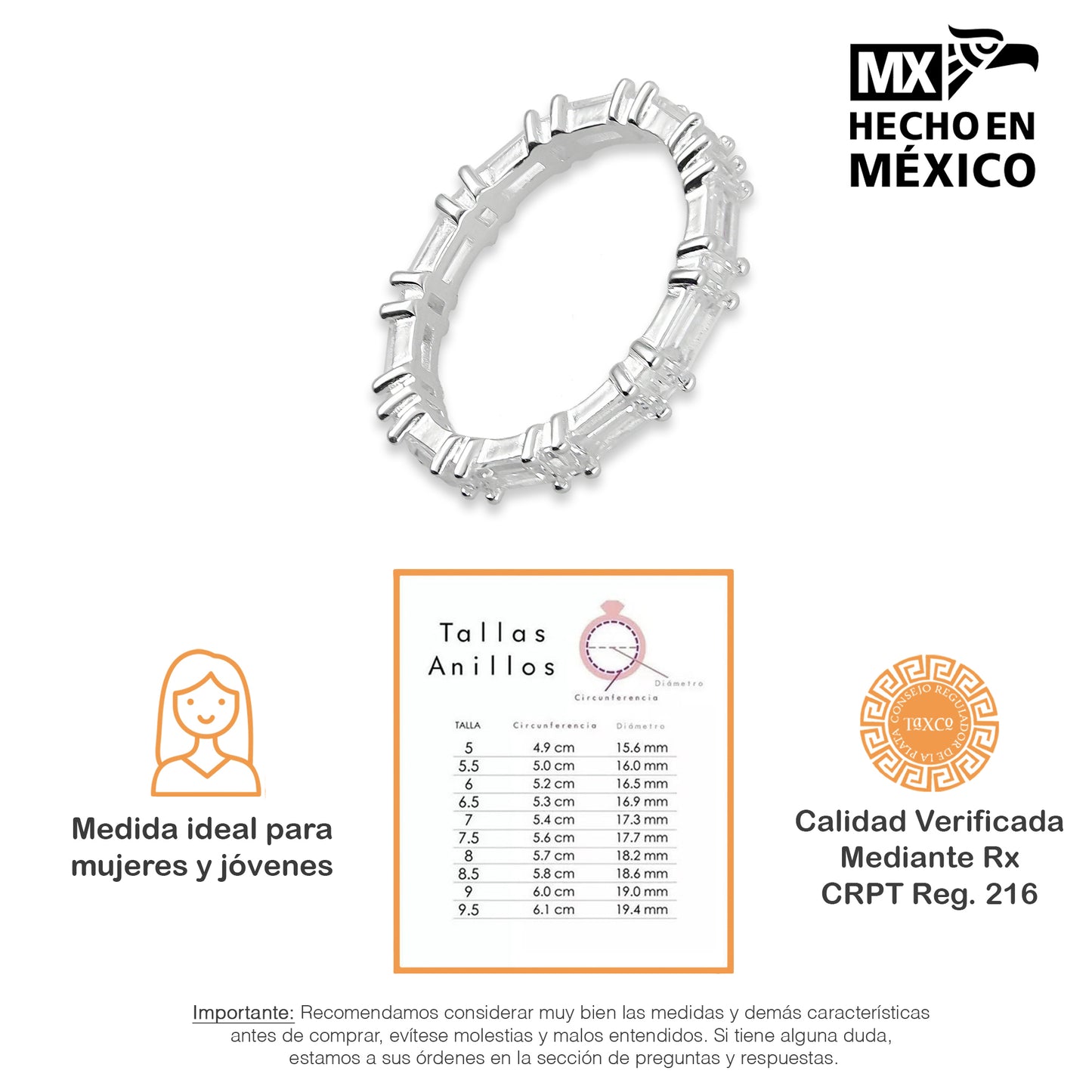 LPAD090 Anillo Churumbela Baguete 1x1 Plata .925 Taxco Gro 2116496303