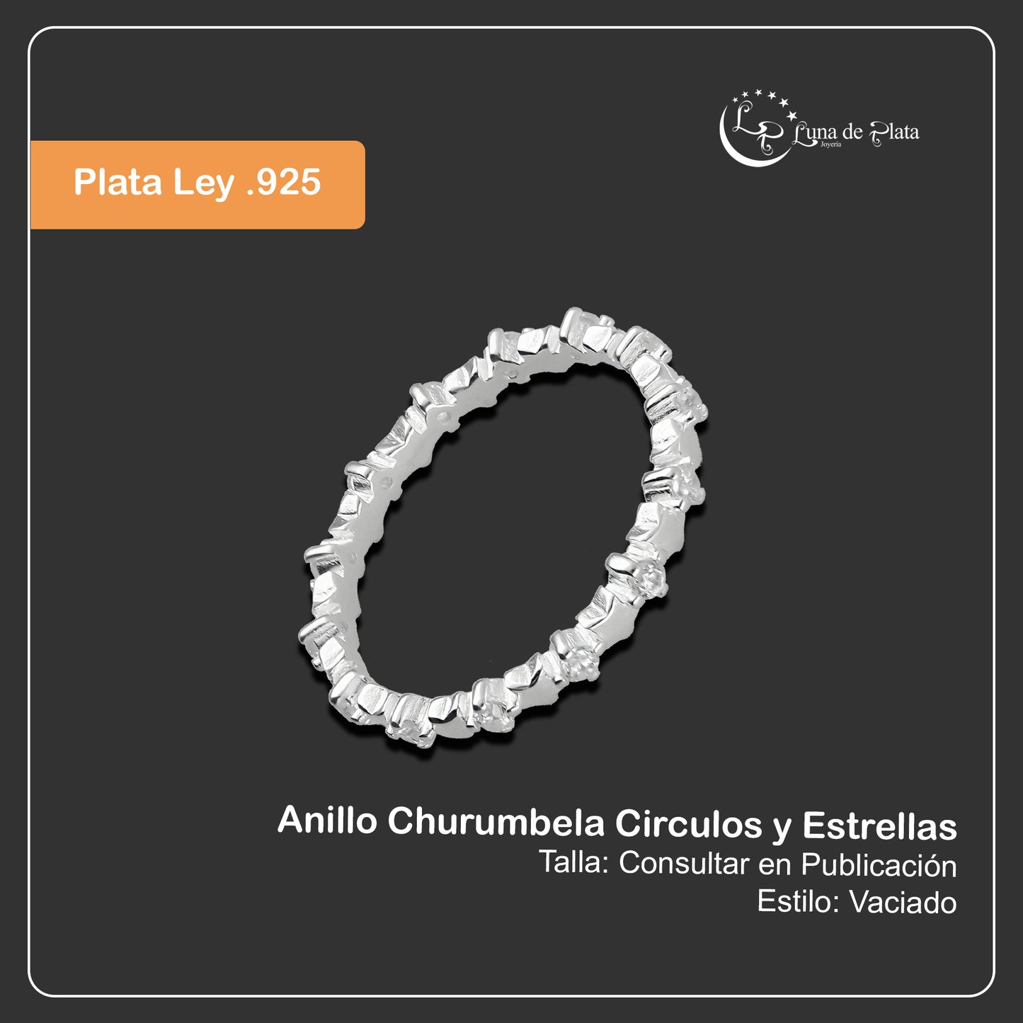 LPAD091 Anillo Churumbela Circulos y Estrellas Plata .925 Taxco Gro 2116481059