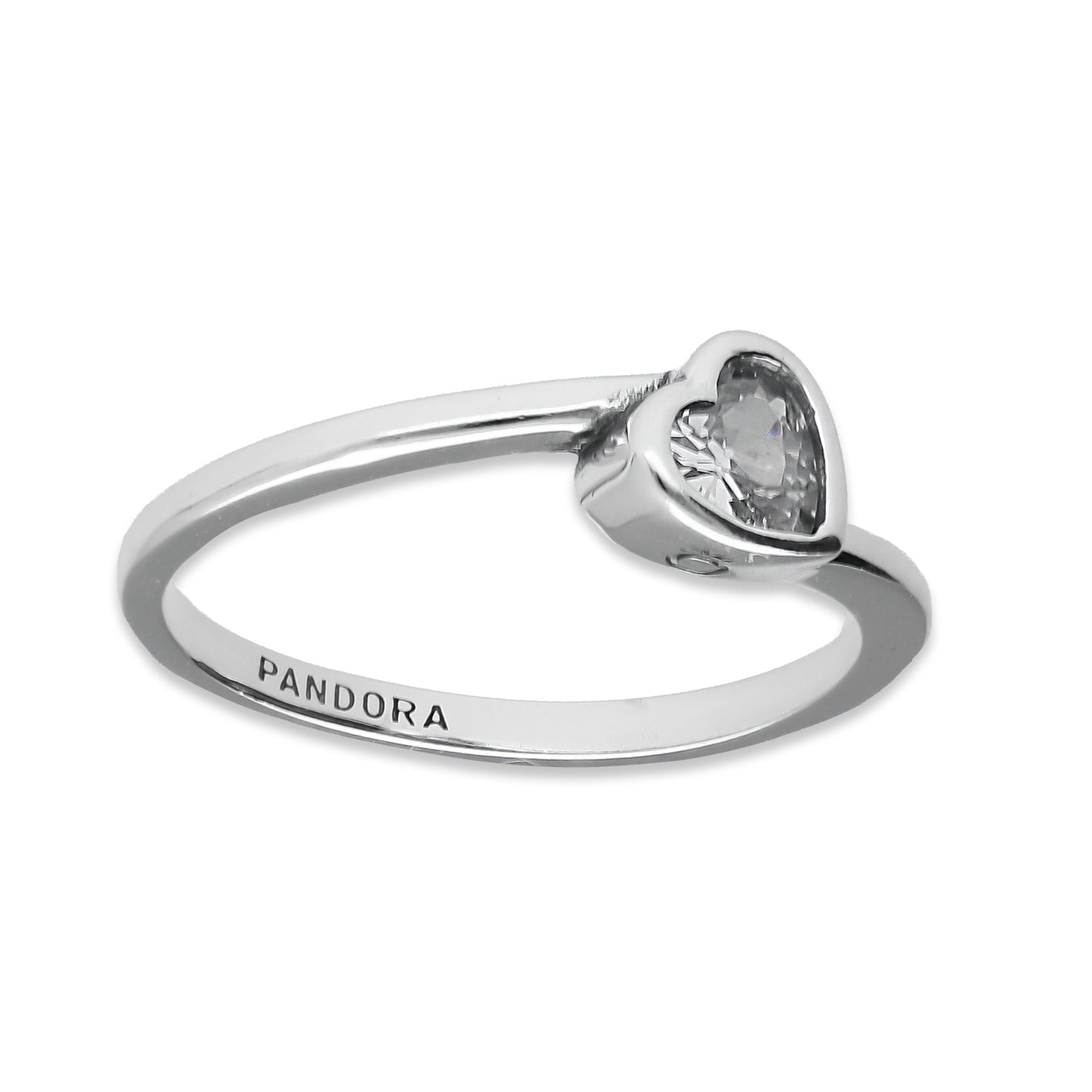 LPAD095 Anillo Pand Solitario Corazón Blanco Plata .925 Taxco Gro