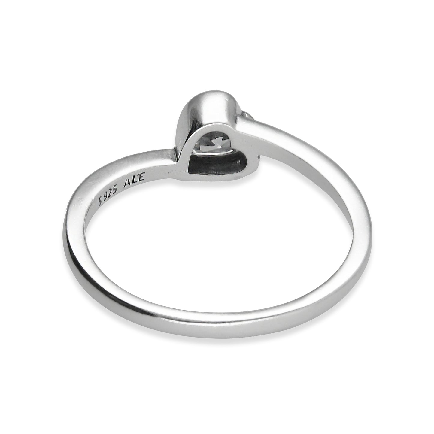 LPAD095 Anillo Pand Solitario Corazón Blanco Plata .925 Taxco Gro