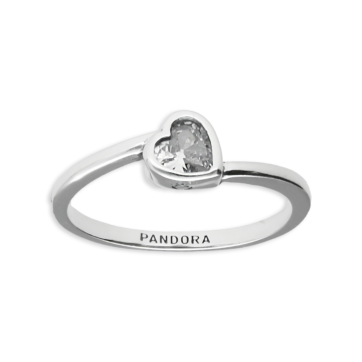 LPAD095 Anillo Pand Solitario Corazón Blanco Plata .925 Taxco Gro