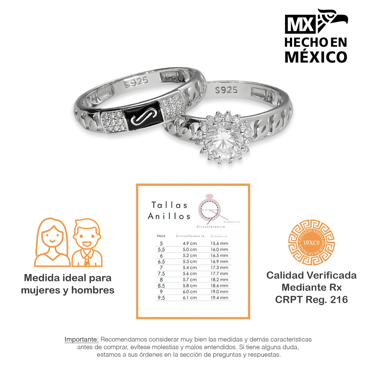 LPAD105 Anillo Mona Alianza Blanco Plata .925 Taxco Gro