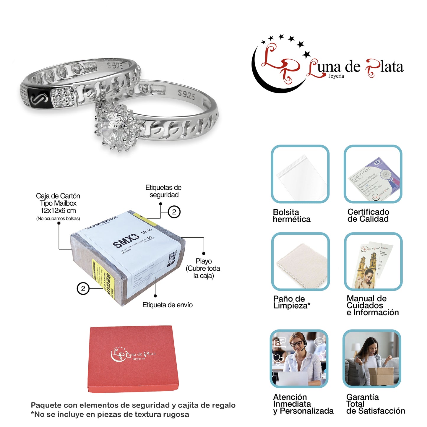 LPAD105 Anillo Mona Alianza Blanco Plata .925 Taxco Gro
