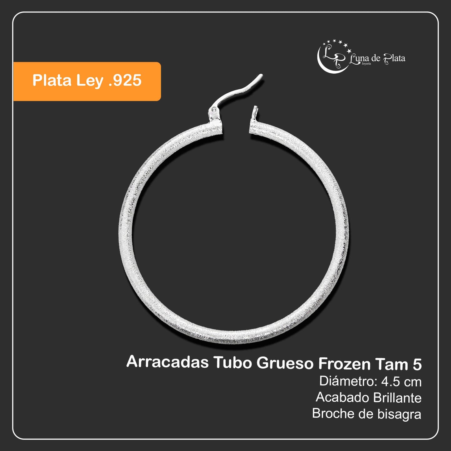 LPADI026 Arracadas De Plata .925 Tubo Grueso Frozen Tam 5 45 mm 2107684756
