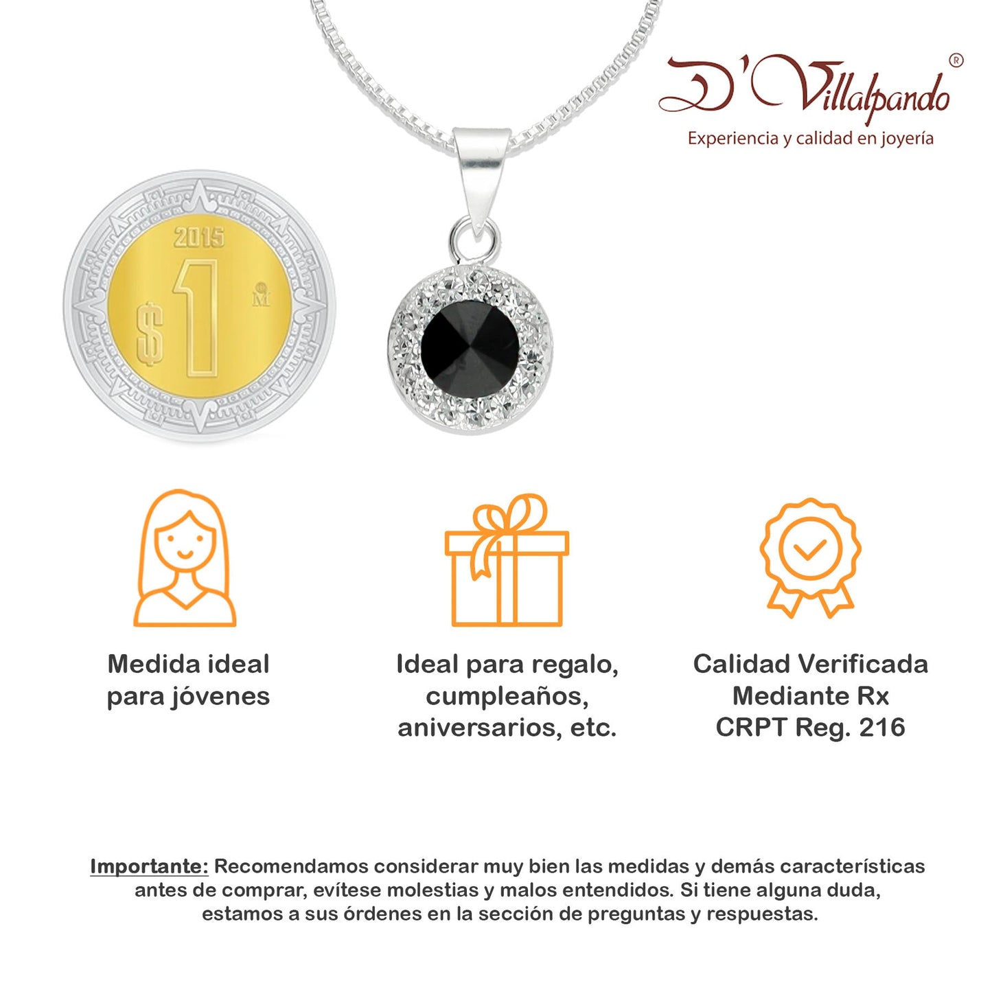 LPADJ018 Set Aretes + Dije + Cadena Disco CN OB en Plata Ley .925 2747077550
