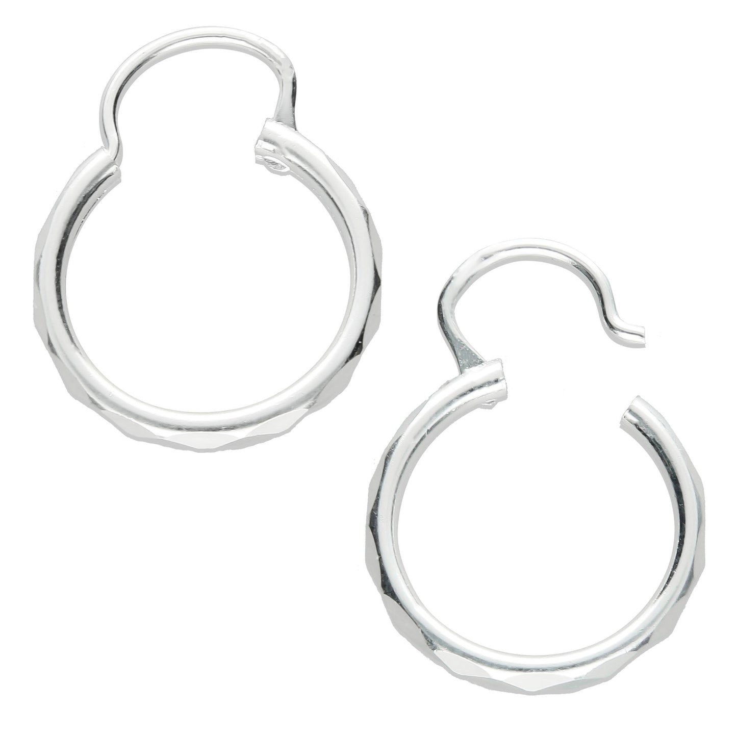 LPAF016 Arracada Facetada Plata .925 Tam 2 - 15 Mm Diámetro Taxco MLM918604249