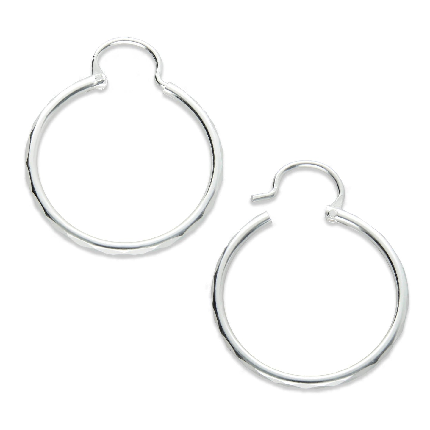 LPAF019 Arracada Facetada Plata .925 Tam 5 - 24 Mm Diámetro Taxco MLM918615309
