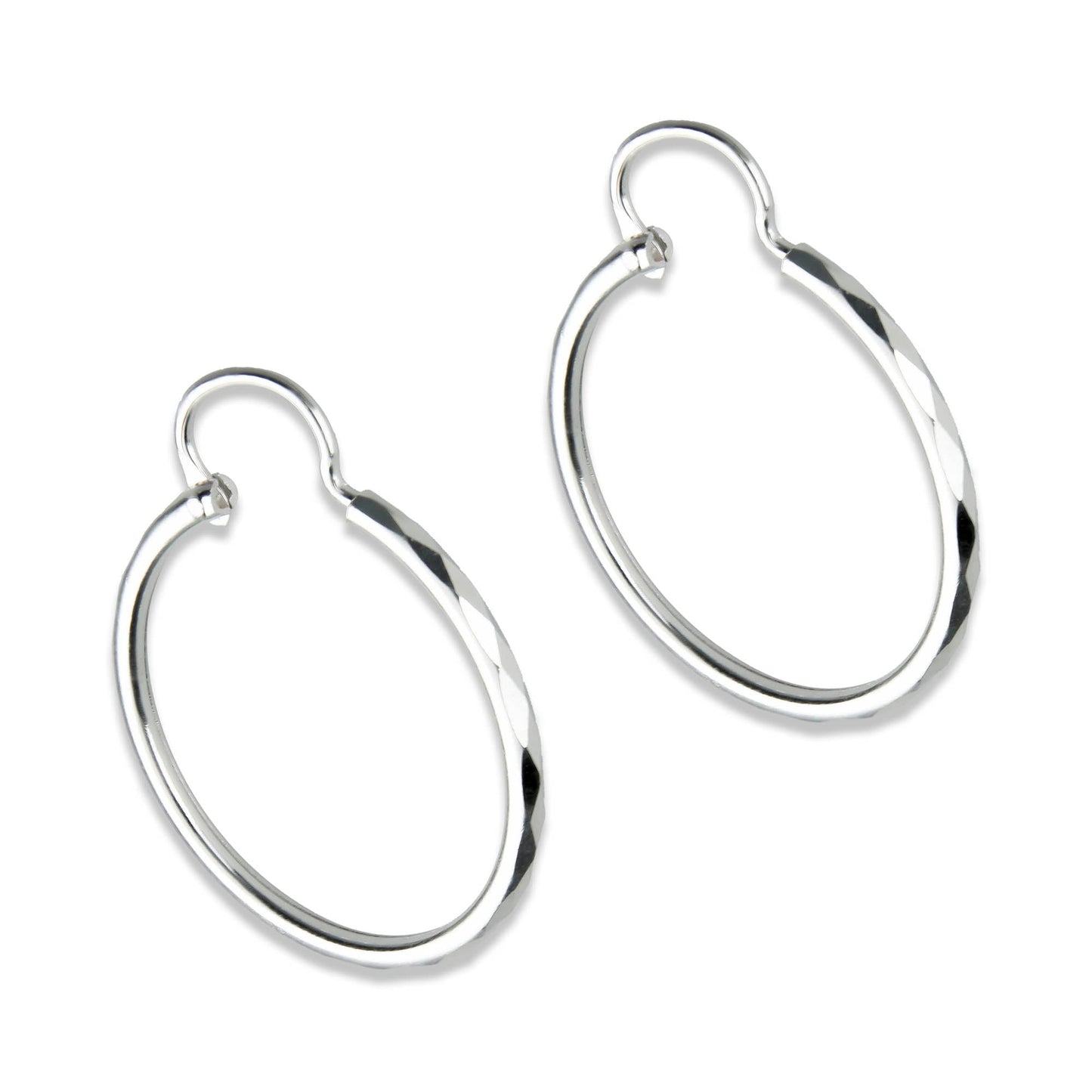 LPAF019 Arracada Facetada Plata .925 Tam 5 - 24 Mm Diámetro Taxco MLM918615309