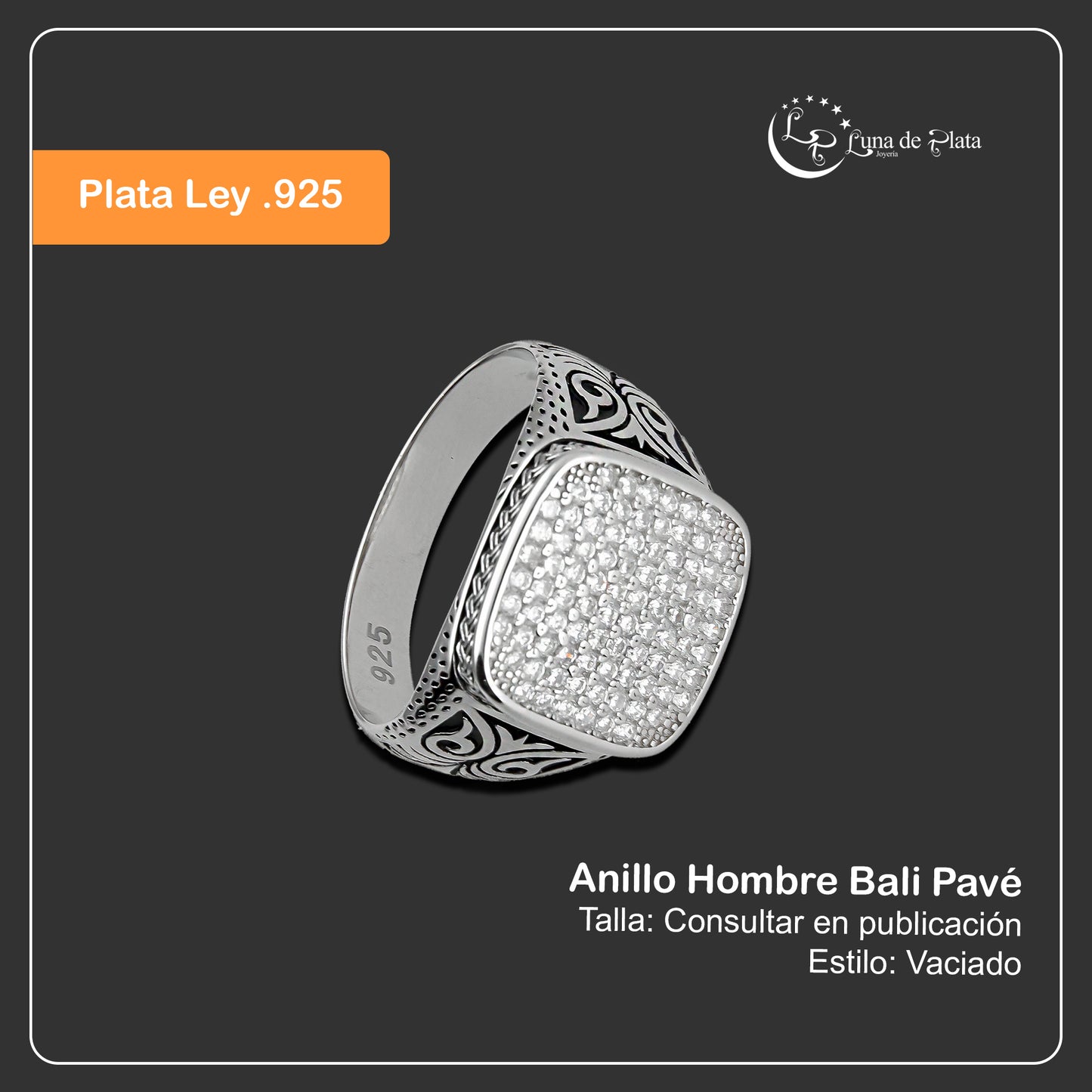 LPAH001 Anillo Hombre Bali Pavé en Plata .925 Taxco Gro 3346715308