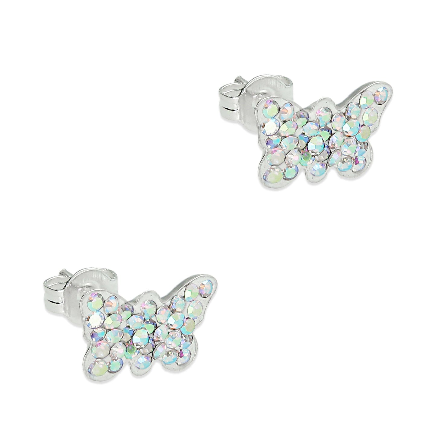 LPAP024 Arete Broquel Cristal Tornasol Mariposa Plata Ley .925 Taxco 1353222385