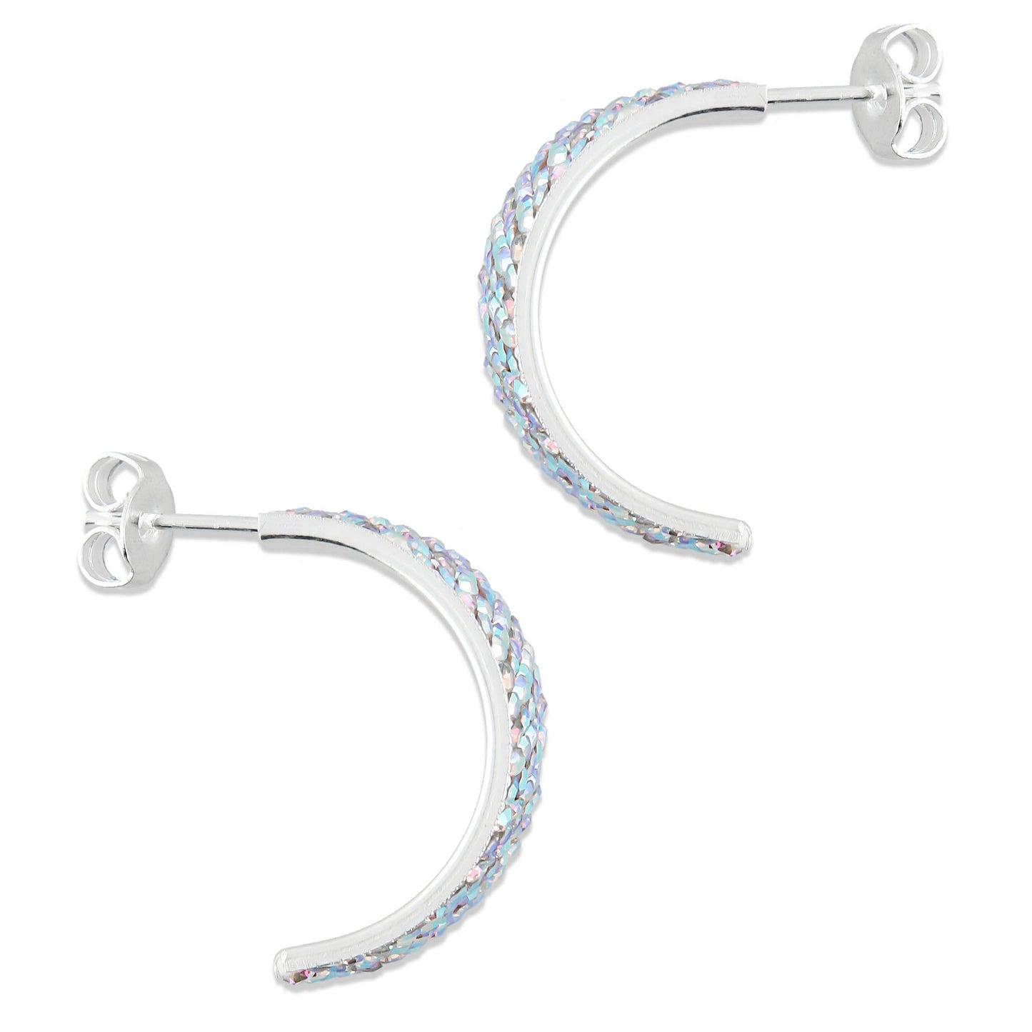 LPAP075 Arracada Poste 7 mm Blanca Torna Cristalitos Plata .925 Taxco 2020617965
