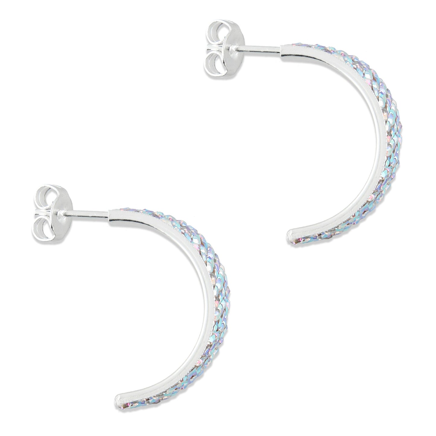 LPAP075 Arracada Poste 7 mm Blanca Torna Cristalitos Plata .925 Taxco 2020617965