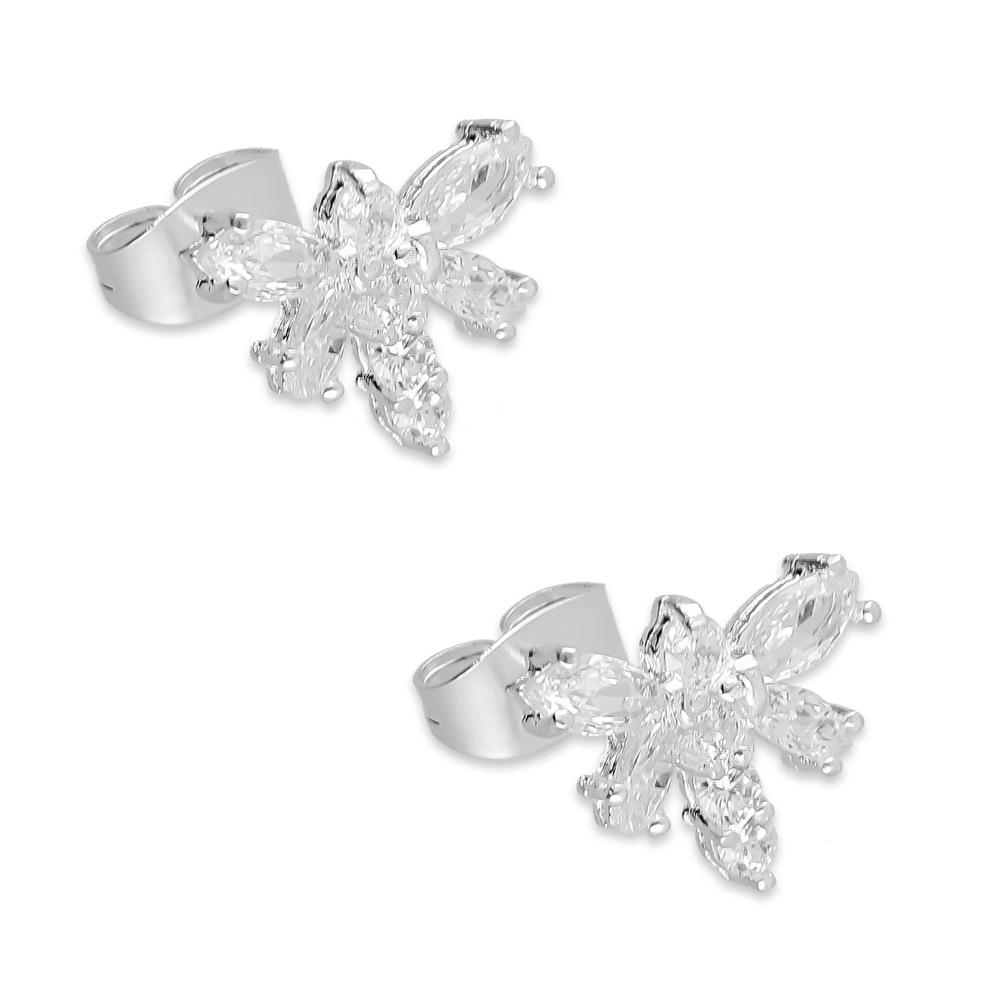 LPAP089 Arete Broquel Libélulas Zirconia BCA Plata .925 Taxco3126002934