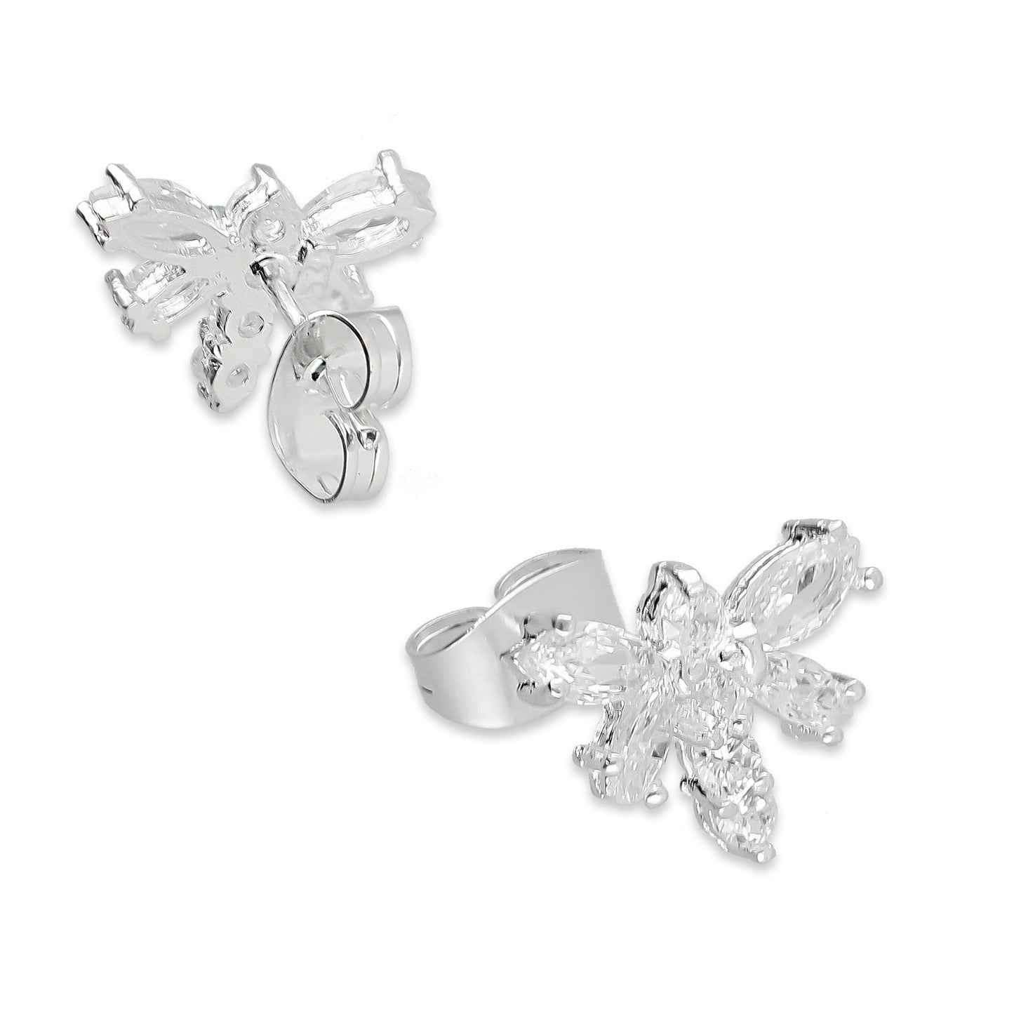 LPAP089 Arete Broquel Libélulas Zirconia BCA Plata .925 Taxco3126002934
