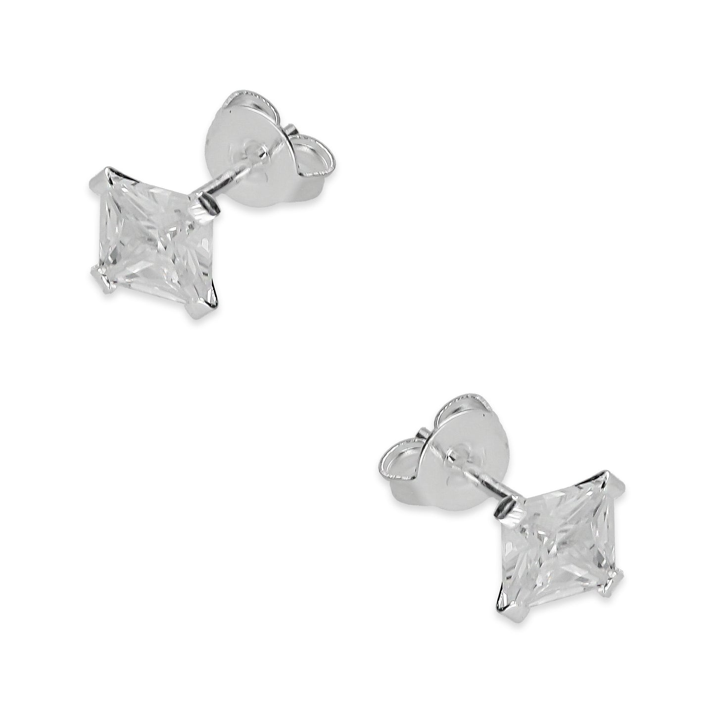 LPAP121 Arete Broquel Zirconia Cuadro 5 mm en Plata .925 Taxco 2169070701
