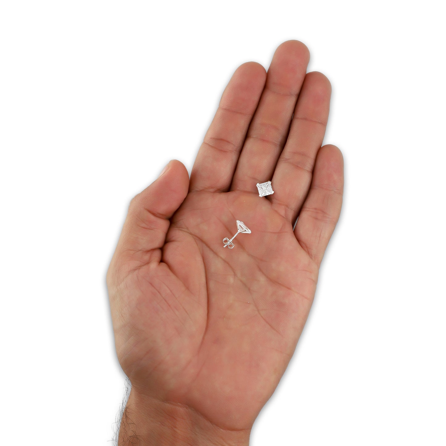 LPAP122 Arete Broquel Zirconia Cuadro 6 mm en Plata .925 Taxco 2169049405