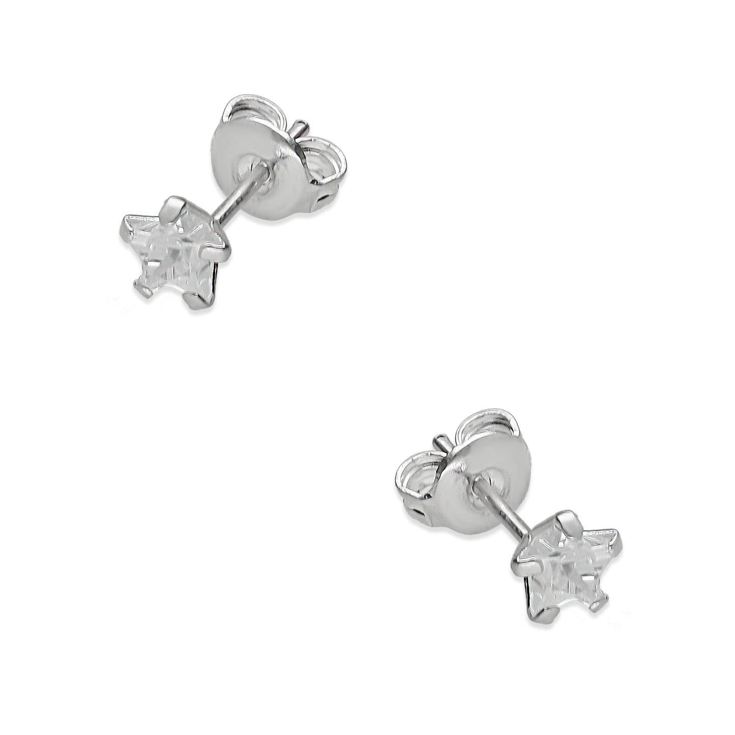 LPAP125 Arete Broquel Zirconia Estrella 5 mm en Plata .925 Taxco 2169053865