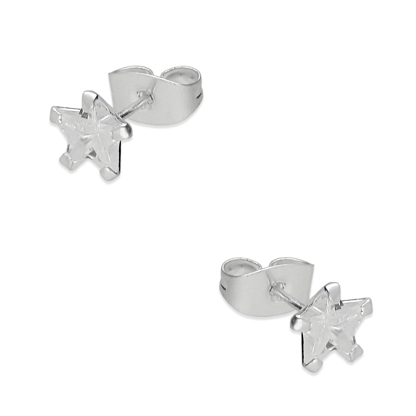 LPAP126 Arete Broquel Zirconia Estrella 7 mm en Plata .925 Taxco 3428028226