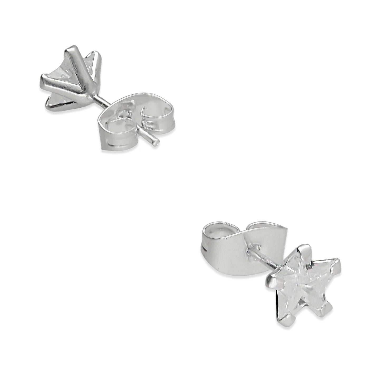 LPAP126 Arete Broquel Zirconia Estrella 7 mm en Plata .925 Taxco 3428028226