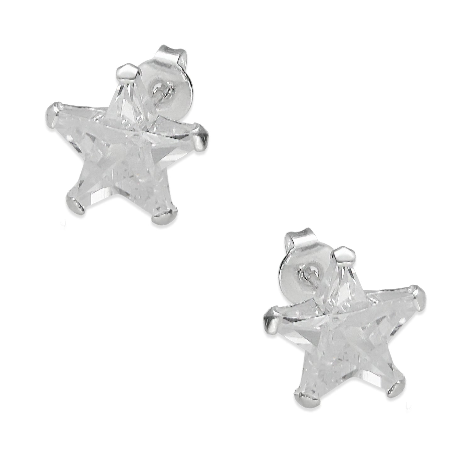 LPAP127 Arete Broquel Zirconia Estrella 11 mm en Plata .925 Taxco 3428092878
