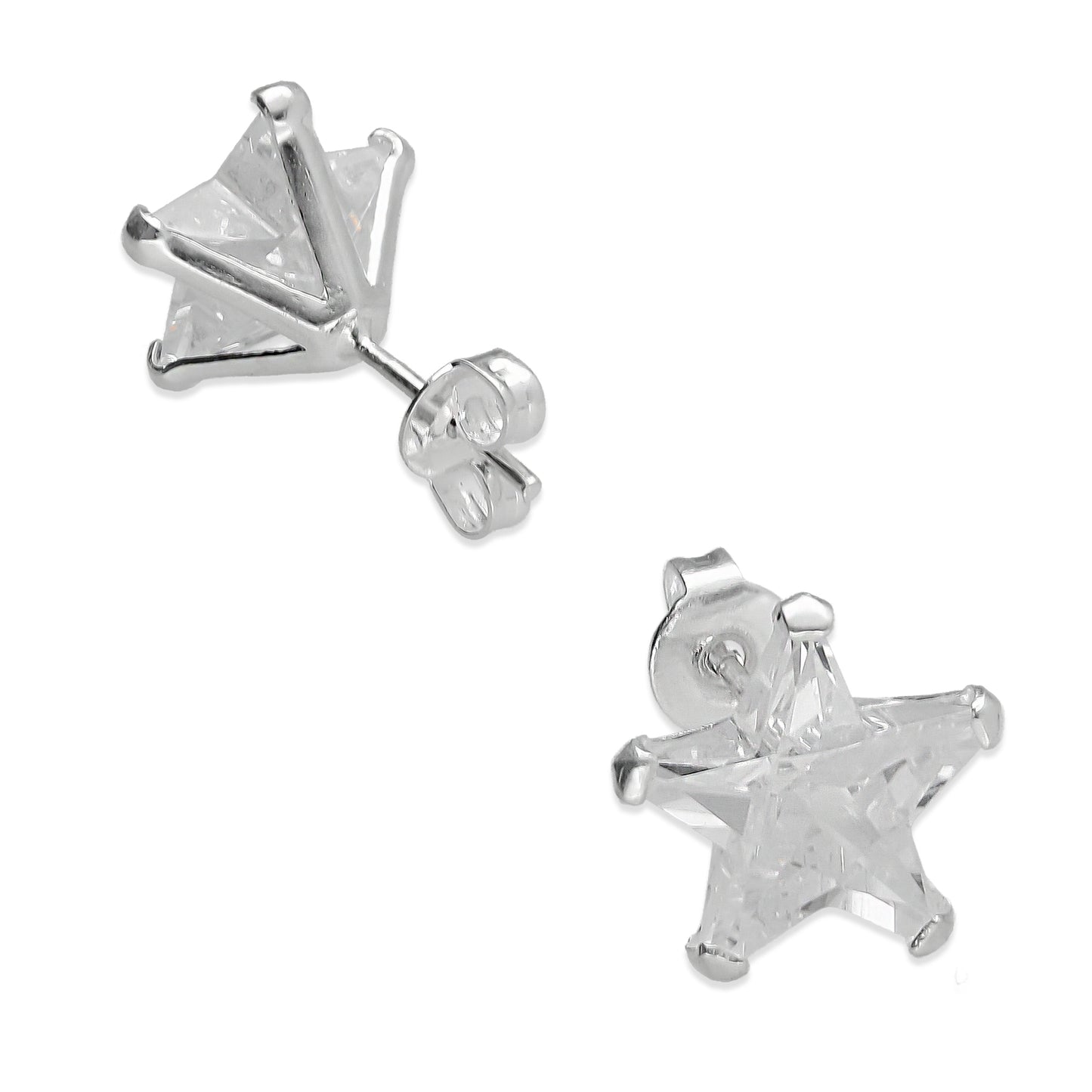 LPAP127 Arete Broquel Zirconia Estrella 11 mm en Plata .925 Taxco 3428092878