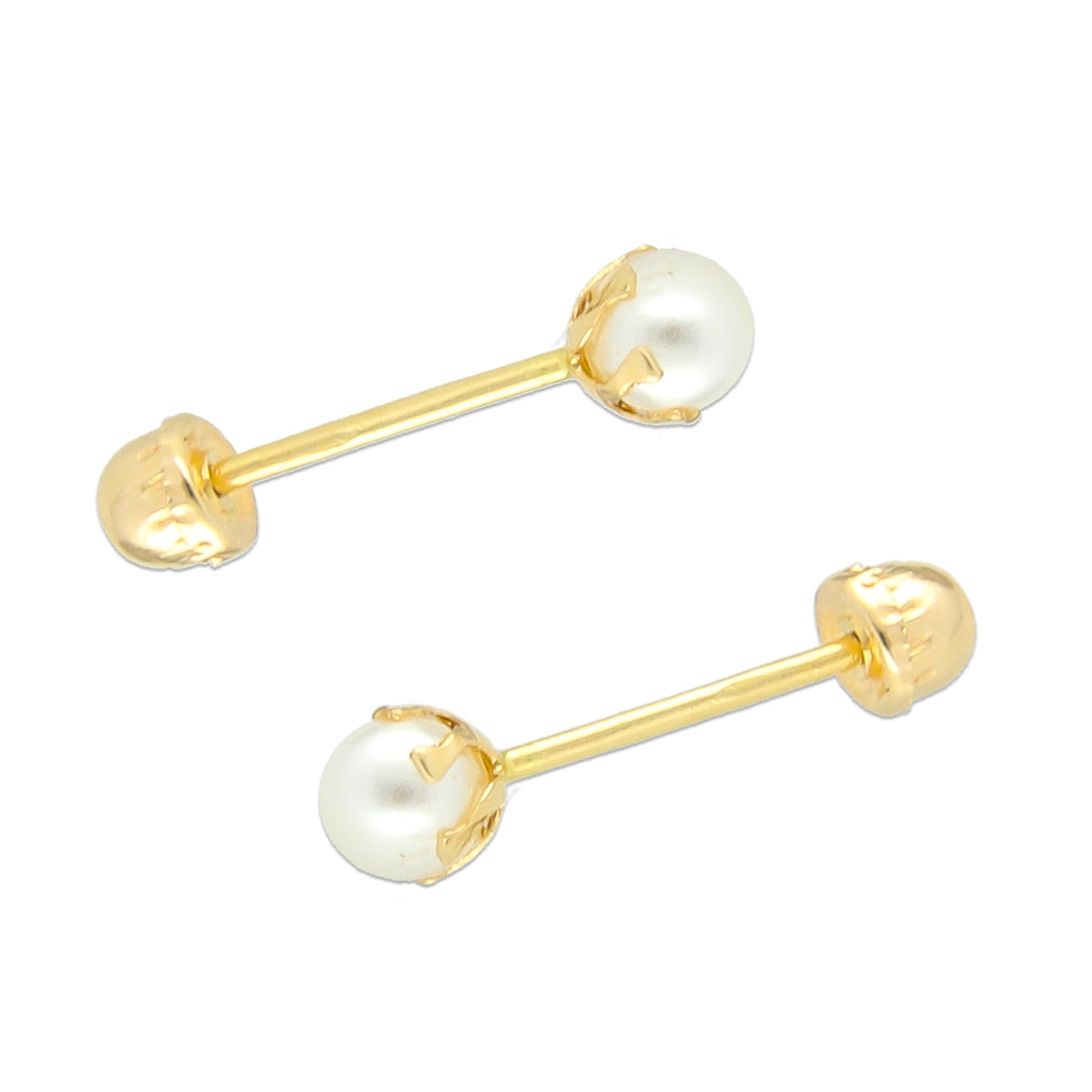LPAUBR008 Aretes Broquel de Oro 10K Bebé o Mujer Perla Bflor 3 142a 1831924052