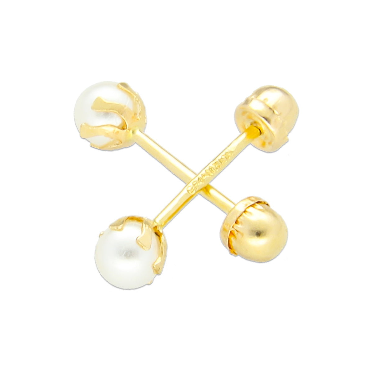 LPAUBR008 Aretes Broquel de Oro 10K Bebé o Mujer Perla Bflor 3 142a 1831924052
