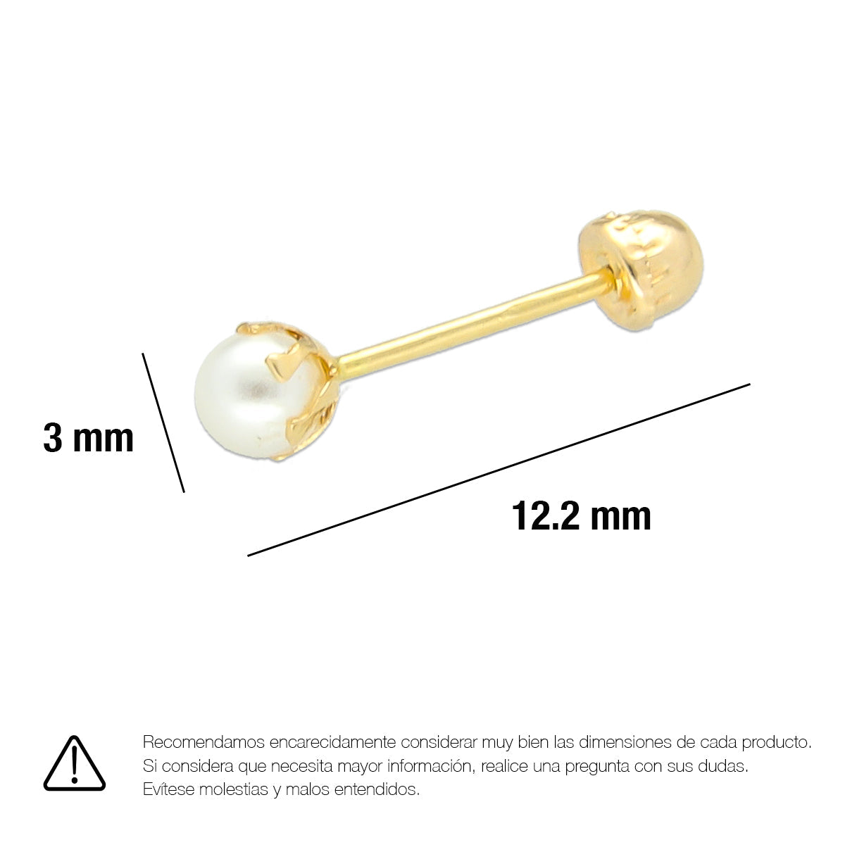 LPAUBR008 Aretes Broquel de Oro 10K Bebé o Mujer Perla Bflor 3 142a 1831924052