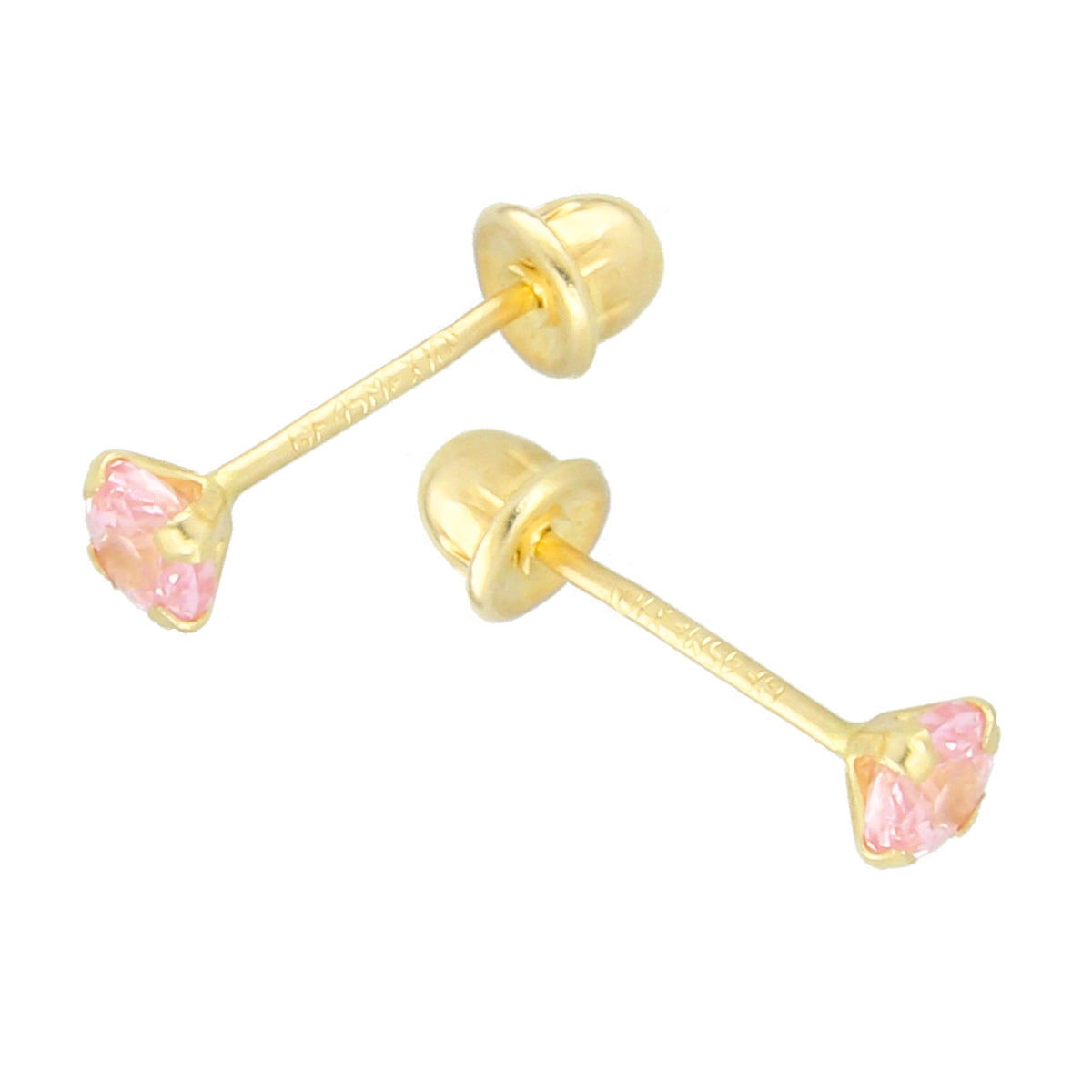 LPAUBR015 Aretes Broquel de Oro 10K Niñas o Mujer Zirc Kor 3mm 101r 1834390356