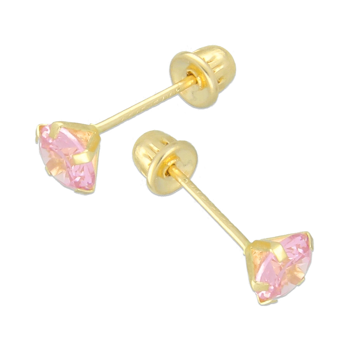 LPAUBR017 Aretes Broquel de Oro 10K Niñas o Mujer Zirc Kor 4mm 102r 1834391999
