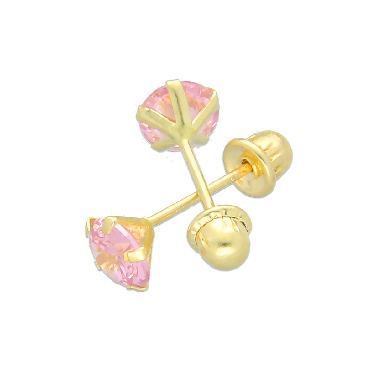 LPAUBR017 Aretes Broquel de Oro 10K Niñas o Mujer Zirc Kor 4mm 102r 1834391999